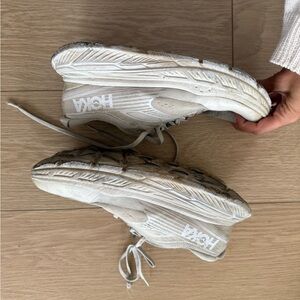 Hoka White and Gray Athletic Shoes